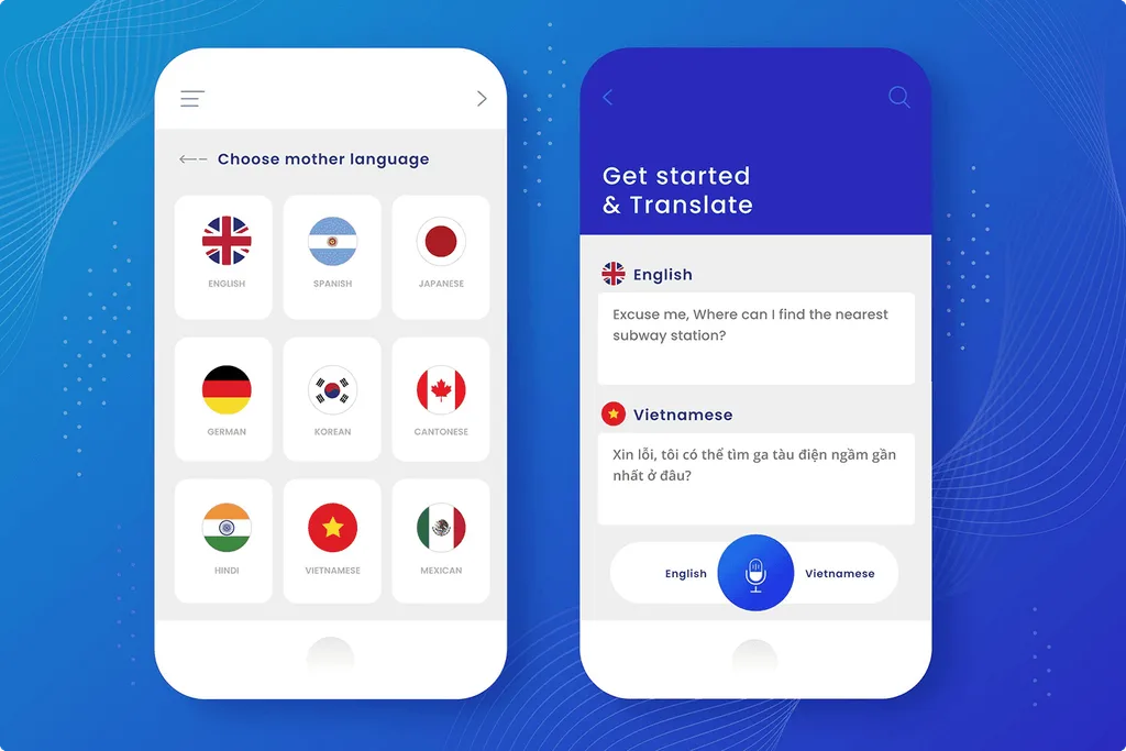 Ecrans téléphones avec la possibilité de changer de langues