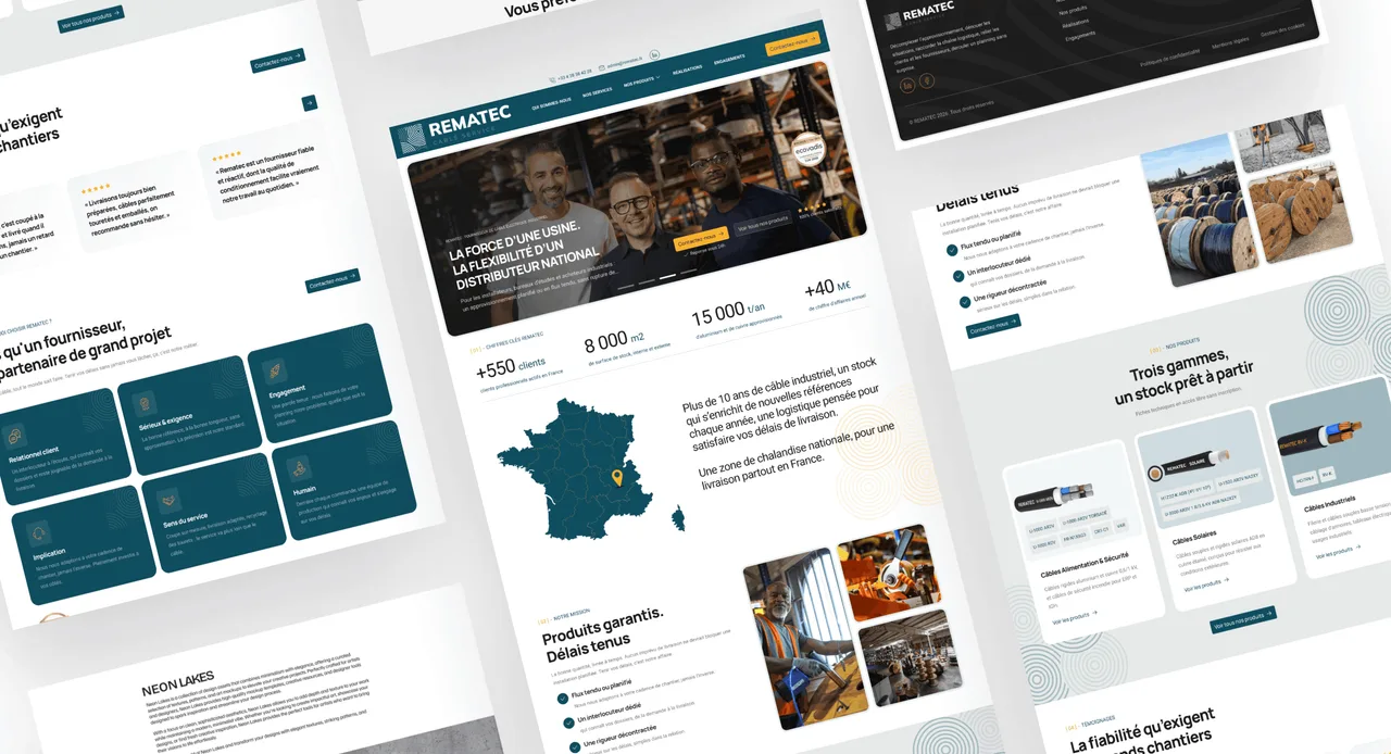 Aperçu des pages du site Rematec