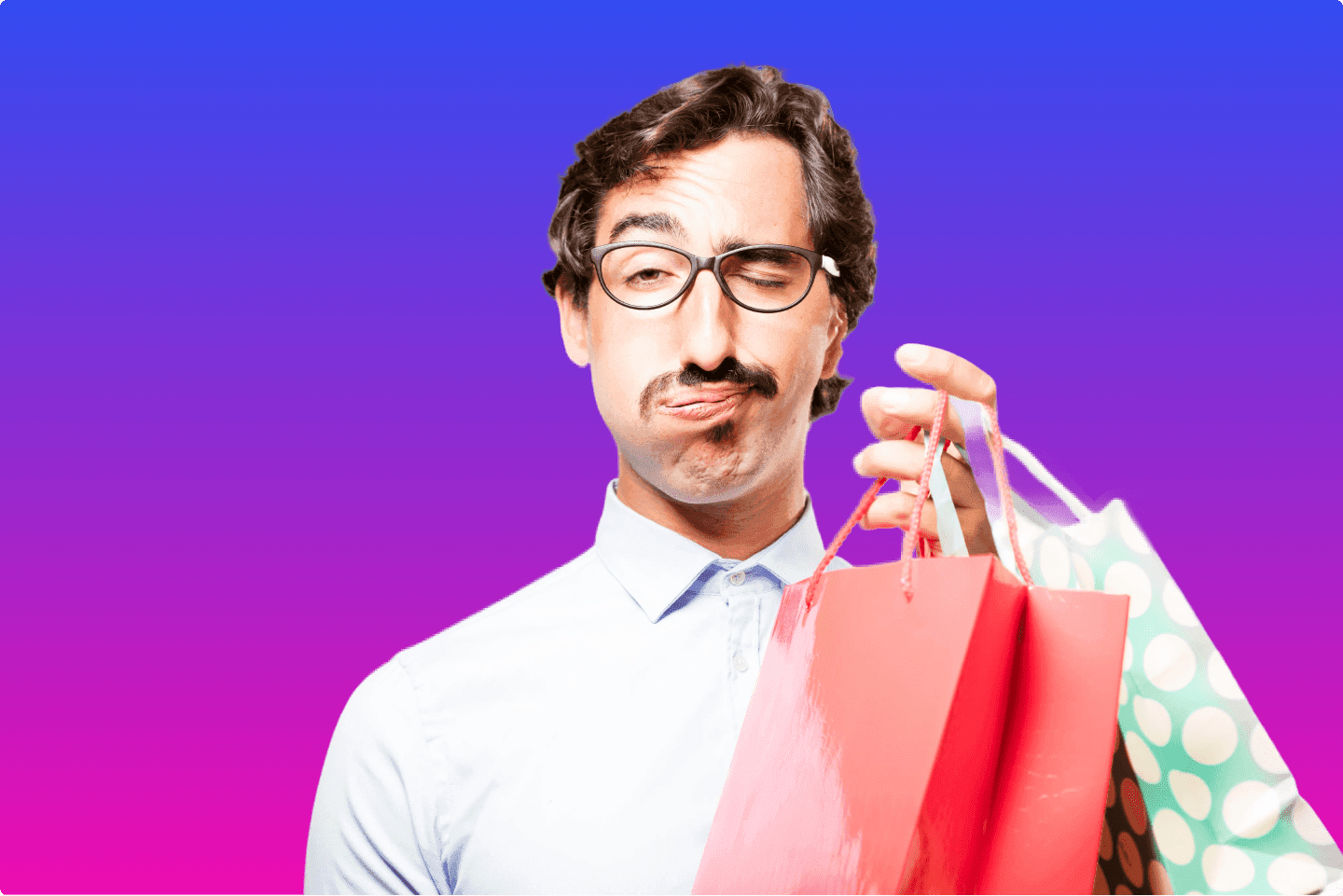 Homme fatigué du shopping