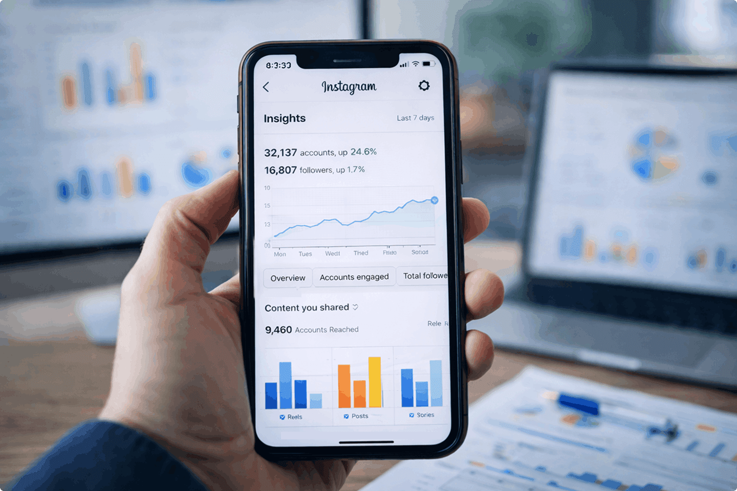Téléphone Dashboard stats instagram