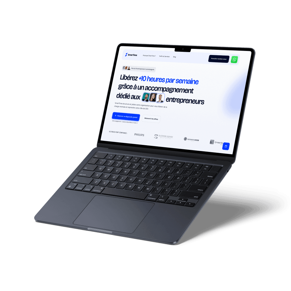 Site web smartime sur ordinateur