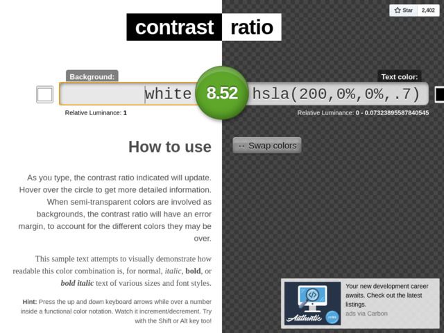 Screenshot de Contrast Ratio