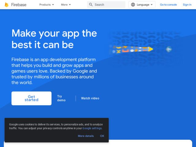 Screenshot de Google Firebase