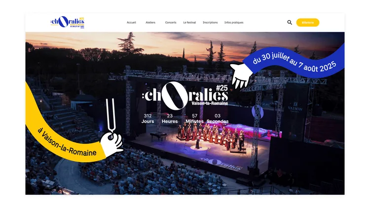 Ecran d'accueil du site Choralies