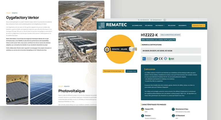 Visuel de couverture du projet Rematec : pages du site et photos d'activité