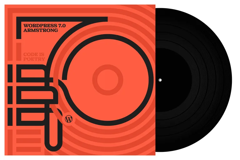 WordPress 7.0 Armstrong : artwork officiel de la version avec pochette de disque jazz