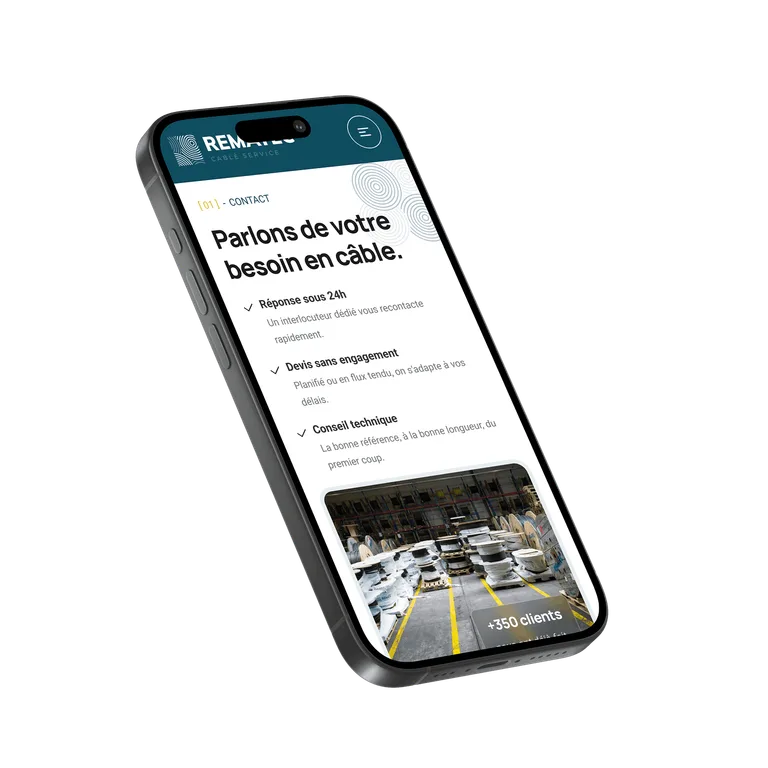Maquette smartphone du site Rematec