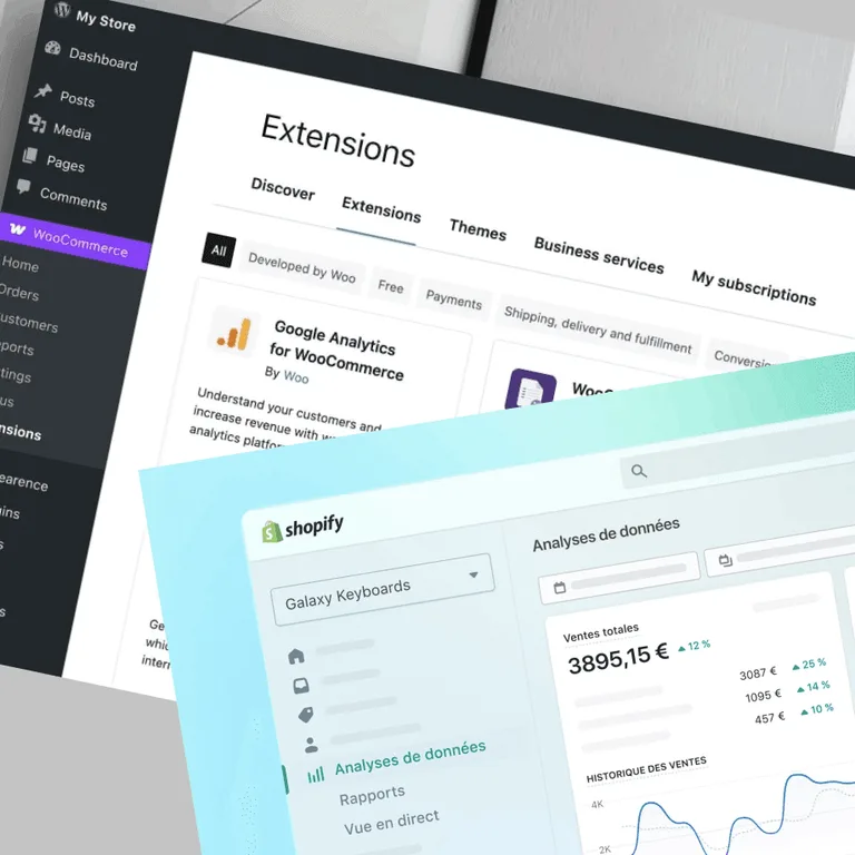 Interfaces Shopify et Woo Commerce