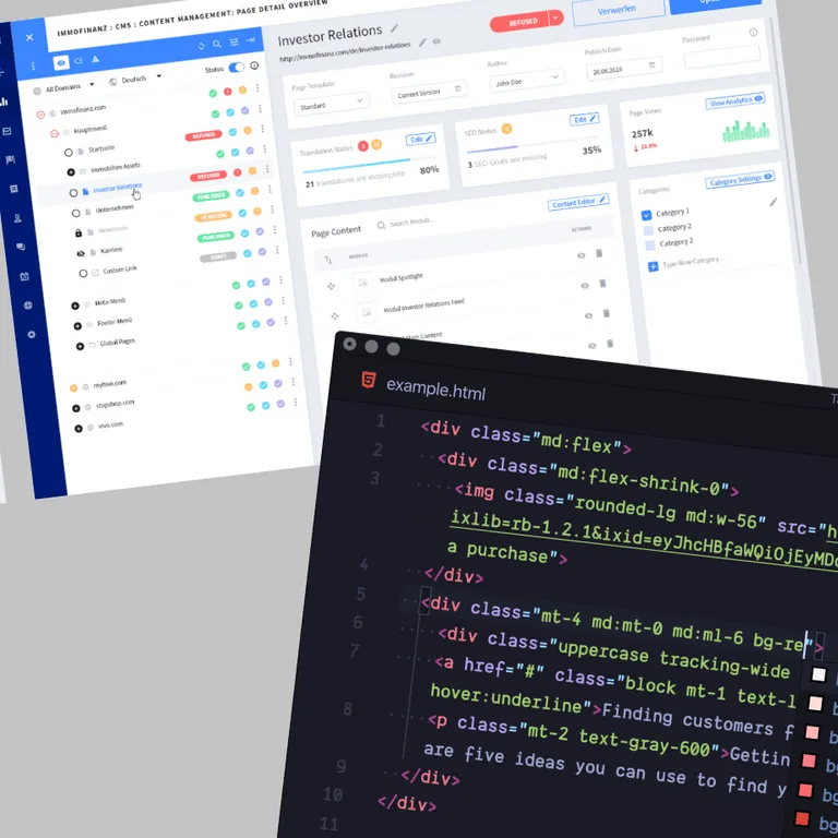 ligne de code vs interface CMS
