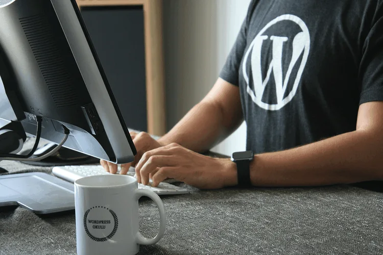 Homme avec un t shirt Wordpress