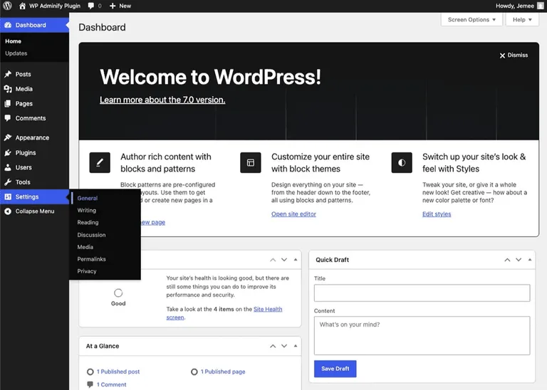 interface wordpress
