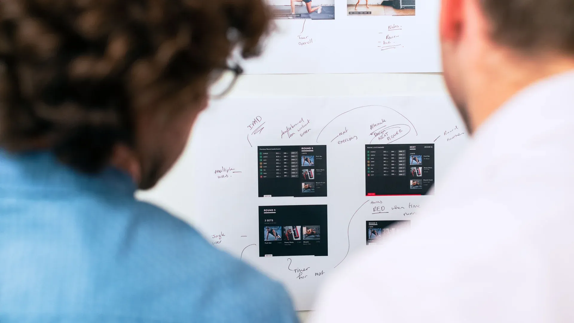 Équipe de design qui travaille sur les wireframes d'un site web