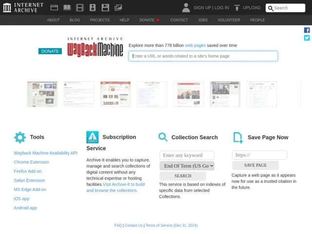 Screenshot de Wayback Machine